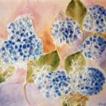 Hortensias / marouflage, peinture à l'huile