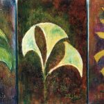 Bas-relief égyptien fleurs (triptyque) / acrylique