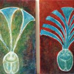 Bas-relief égyptien Scarabées (diptyque) / acrylique
