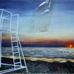 Coucher de soleil Moliets / peinture à l'huile