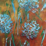 Fleurs bleues / technique mixte