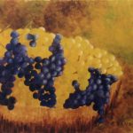 Panier de raisins / peinture à l'huile