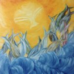 Soleil poissons / peinture à l'huile